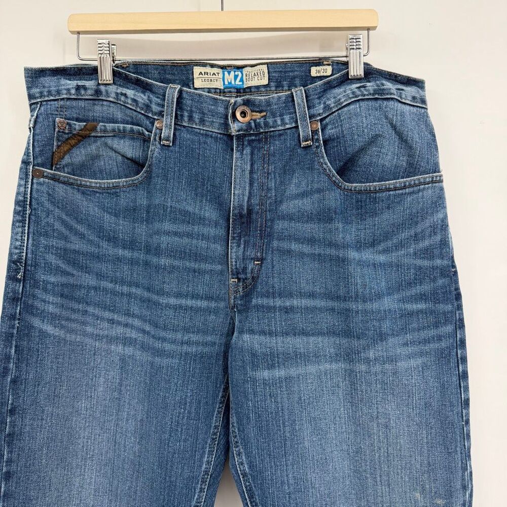 Ariat Blue Cotton Denim M2 Traditional Relaxed Boot Cut Jeans Size 36x30 - Picture 2 of 14
